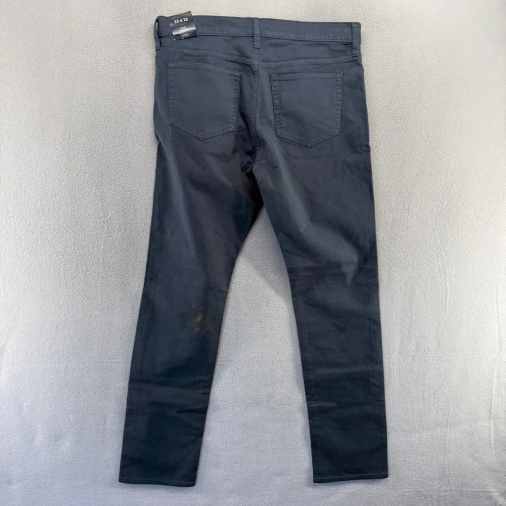 J Crew Jeans Mens 33x32 Blue Slim Fit Denim 5 Pocket Garment Dy Flex Cotton NEW